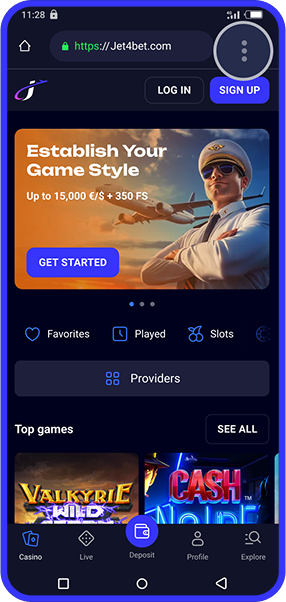 Jet4Bet Android Bildschirm 1